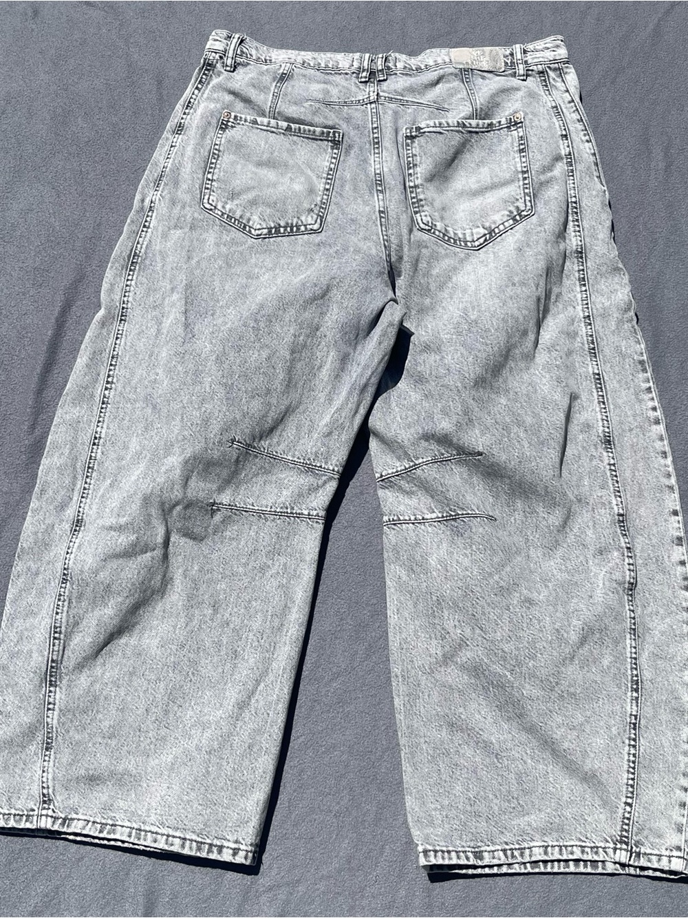We The Free Good Luck mid rise barrel jeans womens 33 pre-owned condition gray - Picture 2 of 16